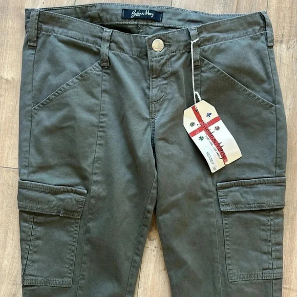 NWT Guido & Mary Kelsey Cargo Zip Ankles Green Pants Sz 30 - Picture 2 of 9
